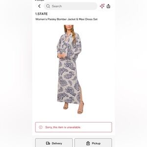 NWT 1. STATE Women's Paisley Bomber Jacket & Maxi Dress Set